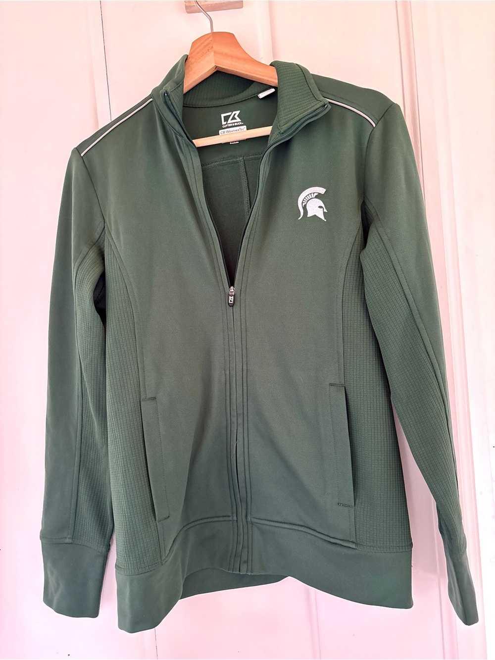 Cutter & Buck Olive Green Full-Zip Athletic Jacket with Spartan Logo